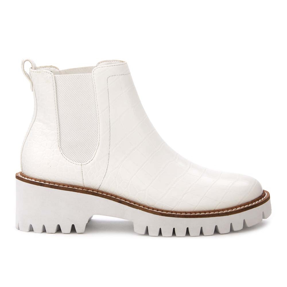 White Faux Croc Boots NWT